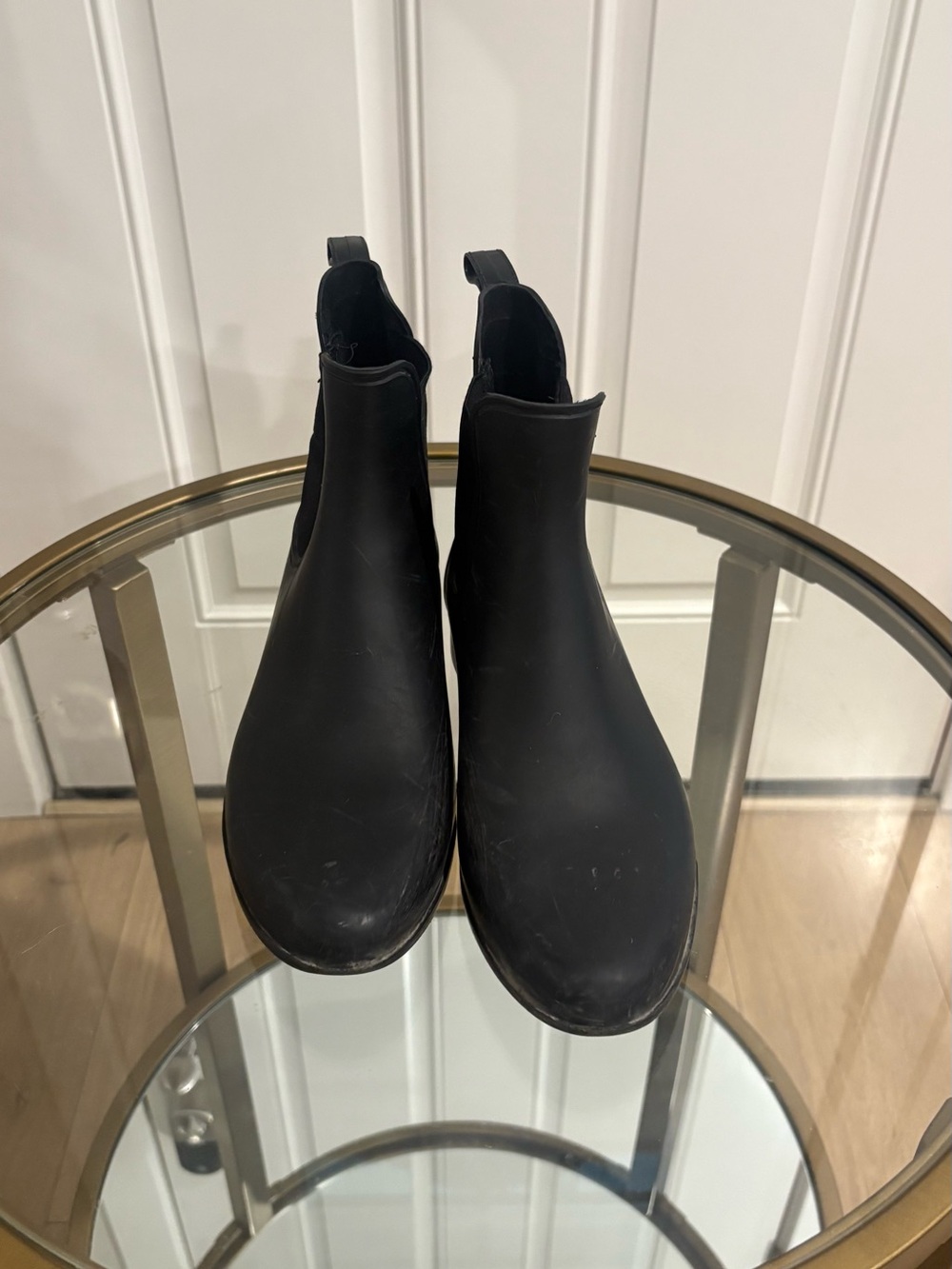 Jcrew women’s Black Chelsea Rain Boots - Sleek Slip-On Design